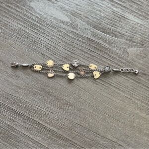 Brighton Deco Gold Hearts Two Tone Triple Strand Bracelet